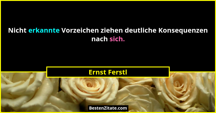 Nicht erkannte Vorzeichen ziehen deutliche Konsequenzen nach sich.... - Ernst Ferstl