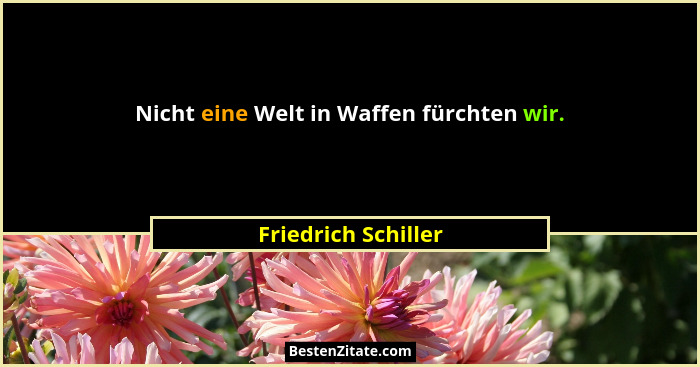 Nicht eine Welt in Waffen fürchten wir.... - Friedrich Schiller