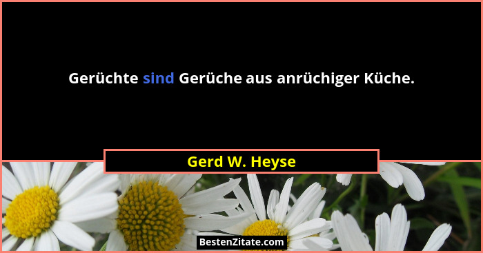 Gerüchte sind Gerüche aus anrüchiger Küche.... - Gerd W. Heyse