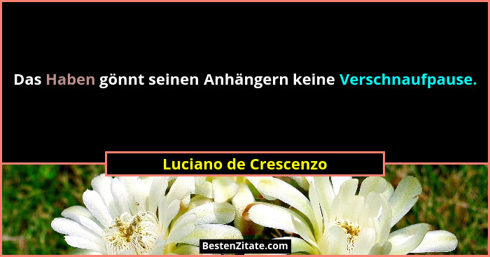 Das Haben gönnt seinen Anhängern keine Verschnaufpause.... - Luciano de Crescenzo