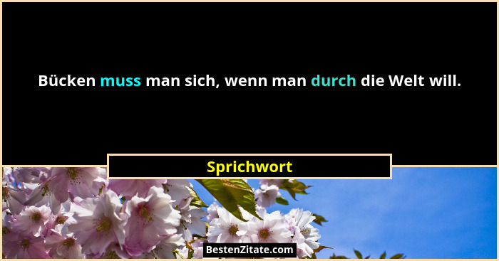 Bücken muss man sich, wenn man durch die Welt will.... - Sprichwort