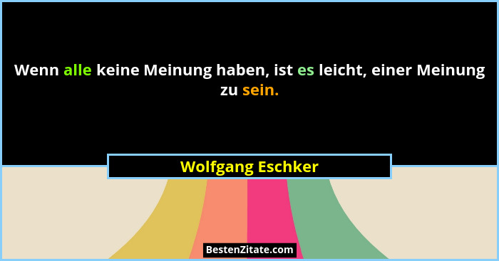Wenn alle keine Meinung haben, ist es leicht, einer Meinung zu sein.... - Wolfgang Eschker