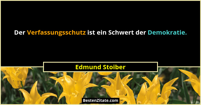 Der Verfassungsschutz ist ein Schwert der Demokratie.... - Edmund Stoiber