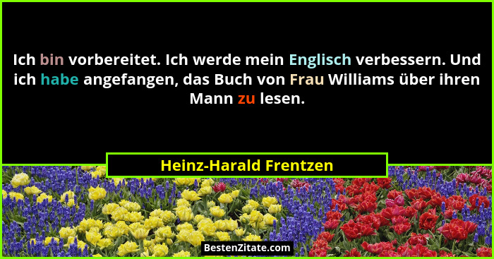 Ich bin vorbereitet. Ich werde mein Englisch verbessern. Und ich habe angefangen, das Buch von Frau Williams über ihren Mann z... - Heinz-Harald Frentzen