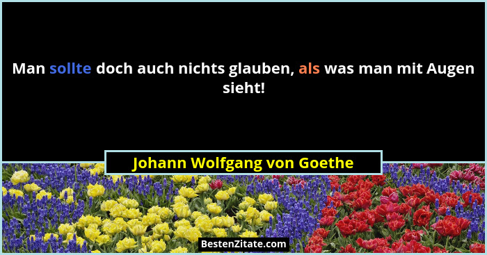 Man sollte doch auch nichts glauben, als was man mit Augen sieht!... - Johann Wolfgang von Goethe