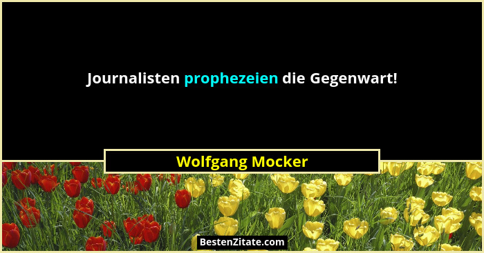 Journalisten prophezeien die Gegenwart!... - Wolfgang Mocker