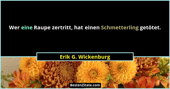 Wer eine Raupe zertritt, hat einen Schmetterling getötet.... - Erik G. Wickenburg