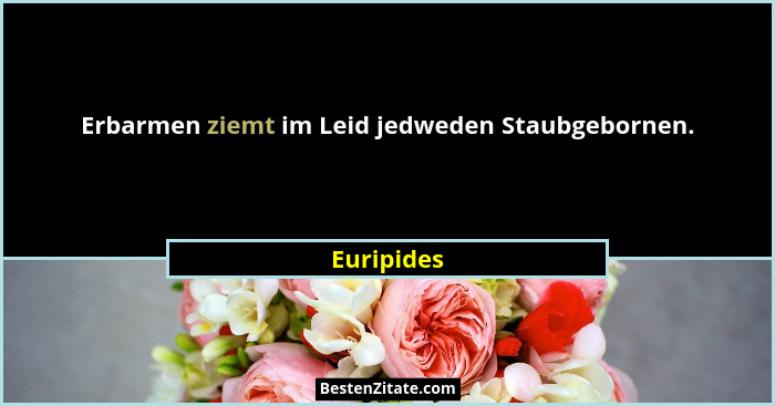 Erbarmen ziemt im Leid jedweden Staubgebornen.... - Euripides