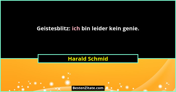 Geistesblitz: ich bin leider kein genie.... - Harald Schmid