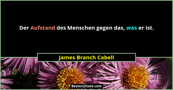 Der Aufstand des Menschen gegen das, was er ist.... - James Branch Cabell