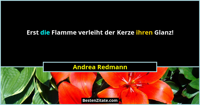 Erst die Flamme verleiht der Kerze ihren Glanz!... - Andrea Redmann