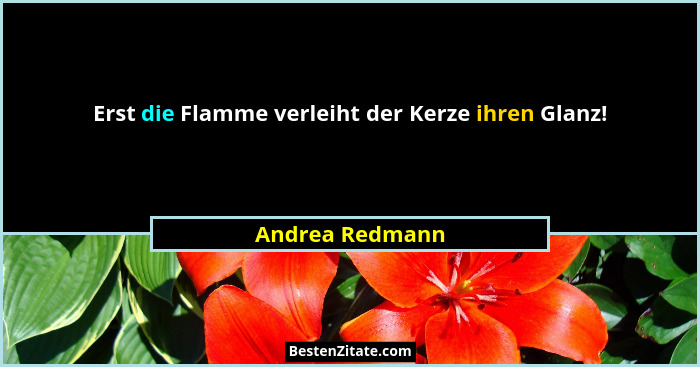 Erst die Flamme verleiht der Kerze ihren Glanz!... - Andrea Redmann