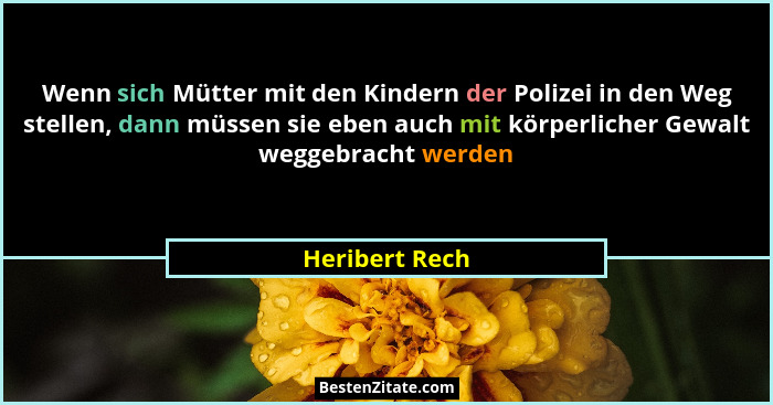 Wenn sich Mütter mit den Kindern der Polizei in den Weg stellen, dann müssen sie eben auch mit körperlicher Gewalt weggebracht werden... - Heribert Rech