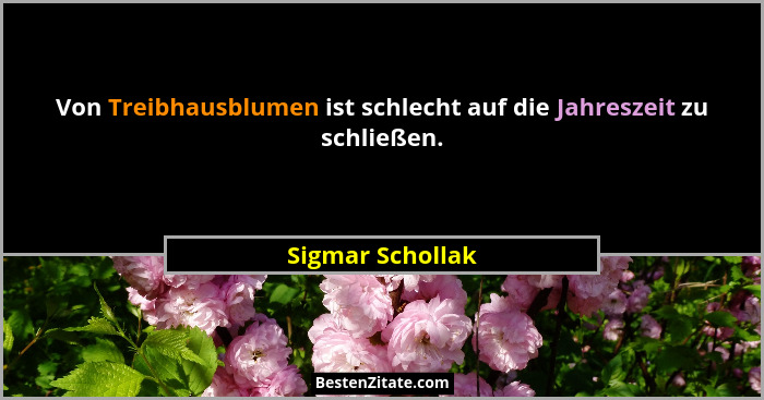 Von Treibhausblumen ist schlecht auf die Jahreszeit zu schließen.... - Sigmar Schollak