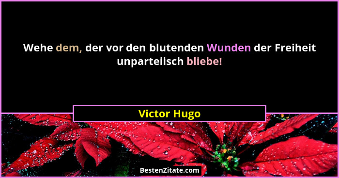 Wehe dem, der vor den blutenden Wunden der Freiheit unparteiisch bliebe!... - Victor Hugo