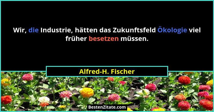 Wir, die Industrie, hätten das Zukunftsfeld Ökologie viel früher besetzen müssen.... - Alfred-H. Fischer