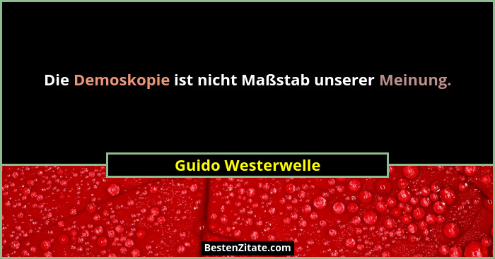 Die Demoskopie ist nicht Maßstab unserer Meinung.... - Guido Westerwelle