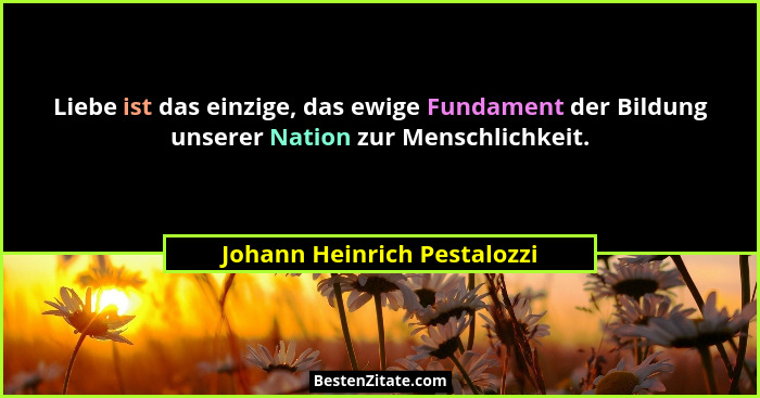 Liebe ist das einzige, das ewige Fundament der Bildung unserer Nation zur Menschlichkeit.... - Johann Heinrich Pestalozzi
