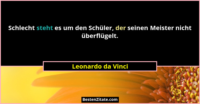 Schlecht steht es um den Schüler, der seinen Meister nicht überflügelt.... - Leonardo da Vinci