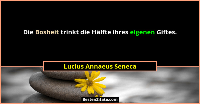 Die Bosheit trinkt die Hälfte ihres eigenen Giftes.... - Lucius Annaeus Seneca
