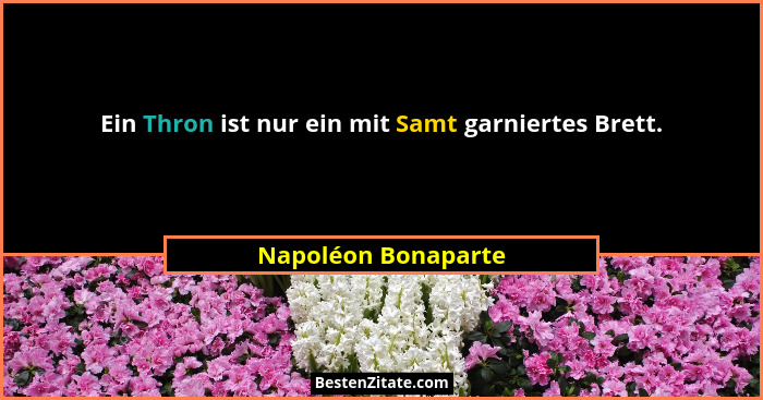 Ein Thron ist nur ein mit Samt garniertes Brett.... - Napoléon Bonaparte