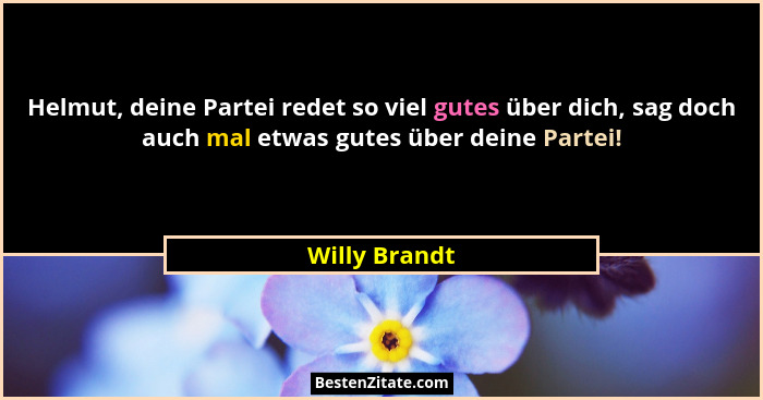 Helmut, deine Partei redet so viel gutes über dich, sag doch auch mal etwas gutes über deine Partei!... - Willy Brandt