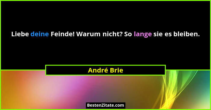 Liebe deine Feinde! Warum nicht? So lange sie es bleiben.... - André Brie