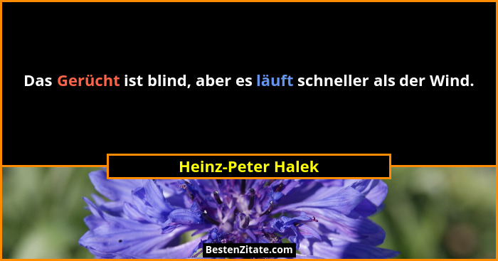 Das Gerücht ist blind, aber es läuft schneller als der Wind.... - Heinz-Peter Halek