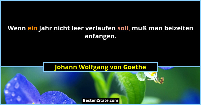 Wenn ein Jahr nicht leer verlaufen soll, muß man beizeiten anfangen.... - Johann Wolfgang von Goethe