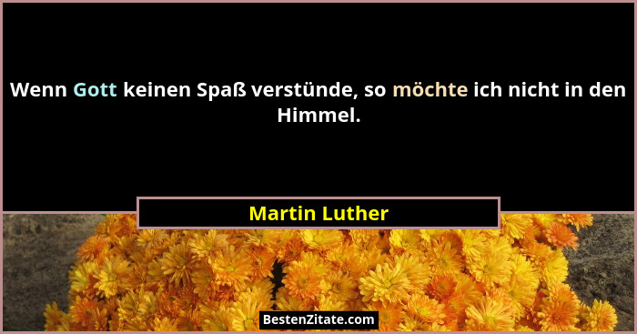 Wenn Gott keinen Spaß verstünde, so möchte ich nicht in den Himmel.... - Martin Luther