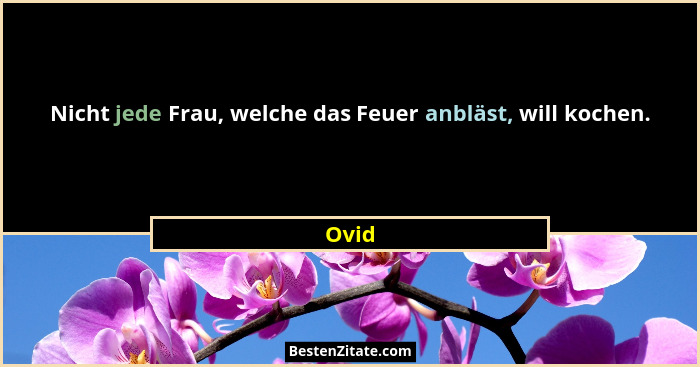 Nicht jede Frau, welche das Feuer anbläst, will kochen.... - Ovid