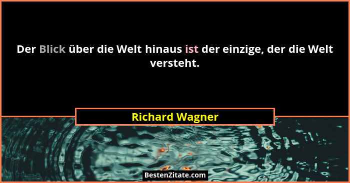 Der Blick über die Welt hinaus ist der einzige, der die Welt versteht.... - Richard Wagner