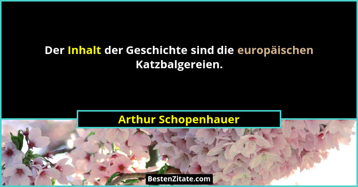 Der Inhalt der Geschichte sind die europäischen Katzbalgereien.... - Arthur Schopenhauer