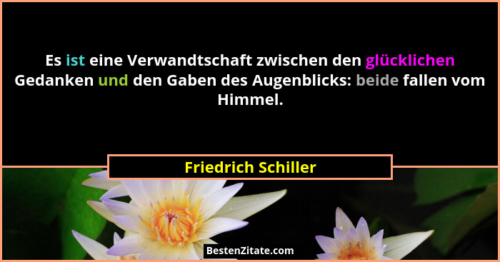 Es ist eine Verwandtschaft zwischen den glücklichen Gedanken und den Gaben des Augenblicks: beide fallen vom Himmel.... - Friedrich Schiller