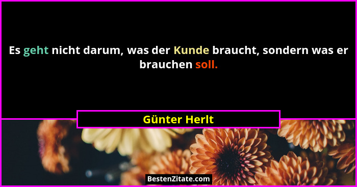 Es geht nicht darum, was der Kunde braucht, sondern was er brauchen soll.... - Günter Herlt