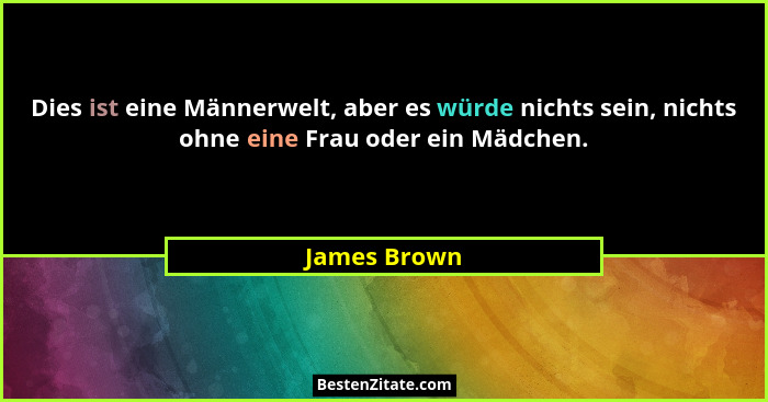 Dies ist eine Männerwelt, aber es würde nichts sein, nichts ohne eine Frau oder ein Mädchen.... - James Brown