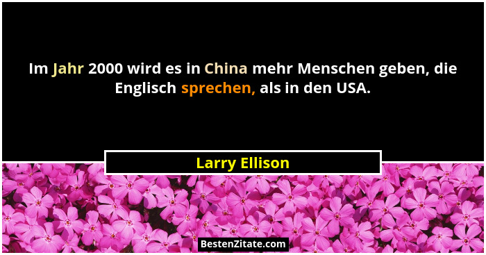 Im Jahr 2000 wird es in China mehr Menschen geben, die Englisch sprechen, als in den USA.... - Larry Ellison