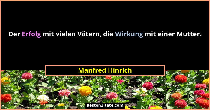 Der Erfolg mit vielen Vätern, die Wirkung mit einer Mutter.... - Manfred Hinrich