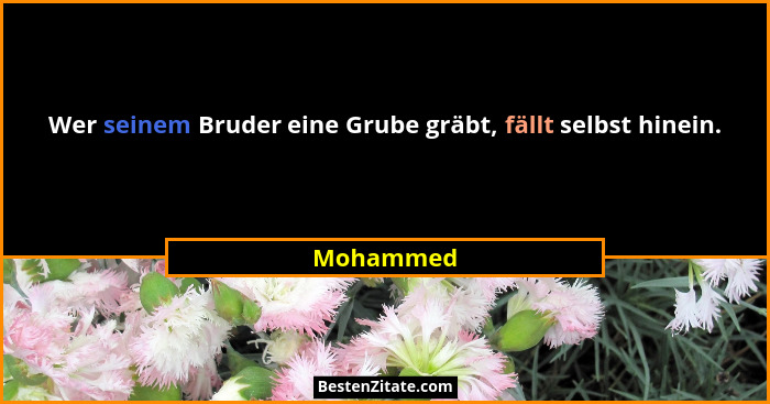 Wer seinem Bruder eine Grube gräbt, fällt selbst hinein.... - Mohammed