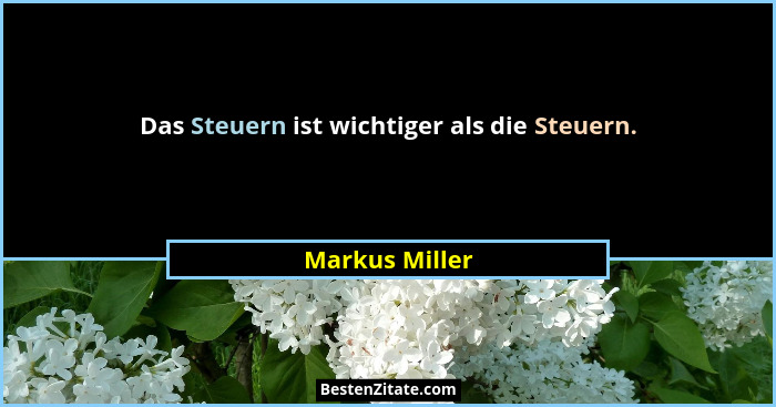 Das Steuern ist wichtiger als die Steuern.... - Markus Miller