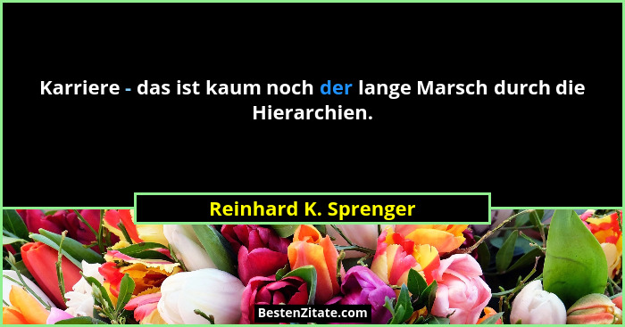 Karriere - das ist kaum noch der lange Marsch durch die Hierarchien.... - Reinhard K. Sprenger