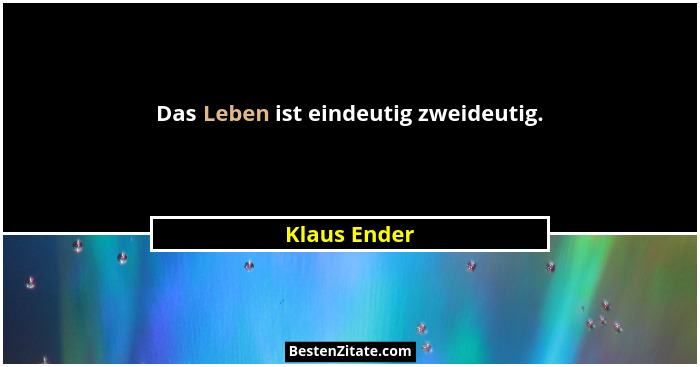 Das Leben ist eindeutig zweideutig.... - Klaus Ender