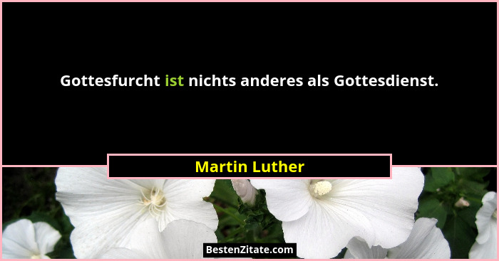 Gottesfurcht ist nichts anderes als Gottesdienst.... - Martin Luther