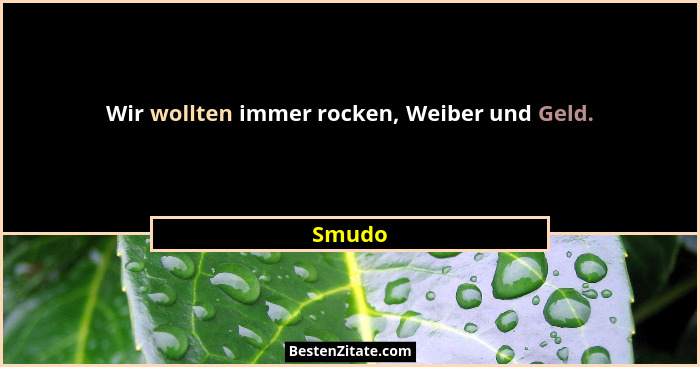 Wir wollten immer rocken, Weiber und Geld.... - Smudo