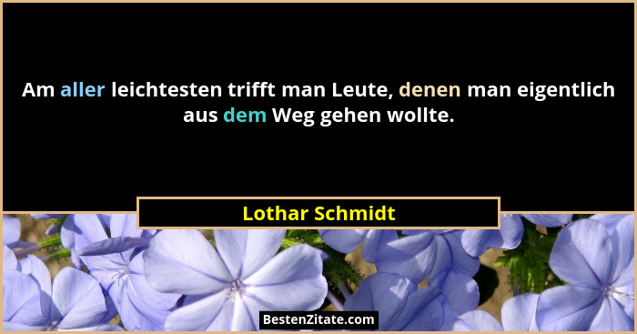Am aller leichtesten trifft man Leute, denen man eigentlich aus dem Weg gehen wollte.... - Lothar Schmidt