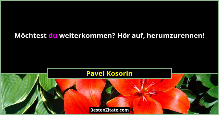 Möchtest du weiterkommen? Hör auf, herumzurennen!... - Pavel Kosorin