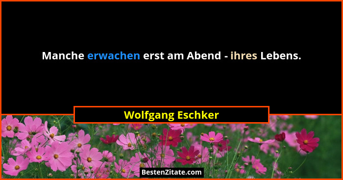 Manche erwachen erst am Abend - ihres Lebens.... - Wolfgang Eschker