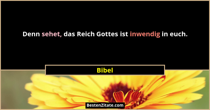 Denn sehet, das Reich Gottes ist inwendig in euch.... - Bibel
