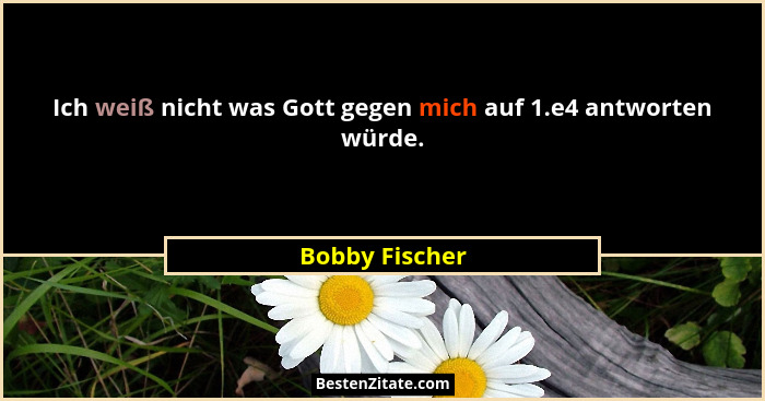 Ich weiß nicht was Gott gegen mich auf 1.e4 antworten würde.... - Bobby Fischer