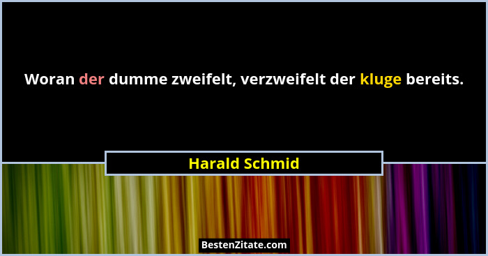 Woran der dumme zweifelt, verzweifelt der kluge bereits.... - Harald Schmid